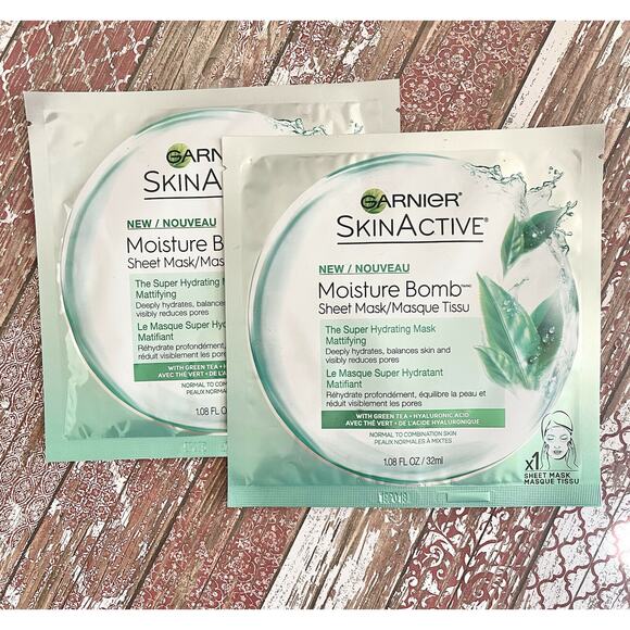 Garnier SkinActive Moisture Bomb Super Hydrating Mattifying Sheet Mask 2pk NEW - Picture 1 of 6